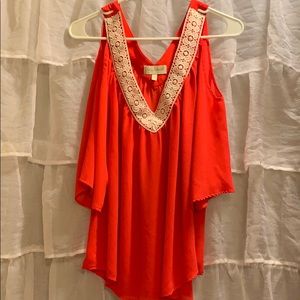 NEON PINK cold shoulder top